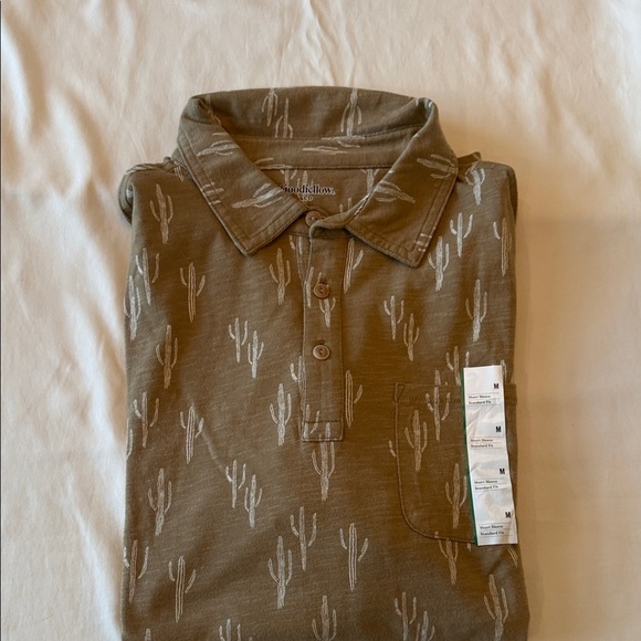 Goodfellow & Co Khaki Cactus Print Polo Shirt NWT - Picture 4 of 4